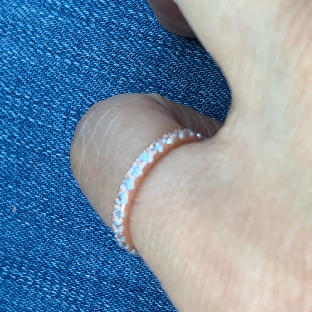 Rose Gold Plated Plated CZ Inlay Eternity Band - Picture 8 of 8